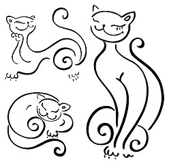 Image showing Funny cats sketch collections.