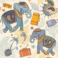 Image showing Vector illustration of an elephant. Travel pattern