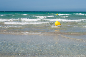 Image showing Yellow buoy in the sea