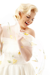 Image showing joyful blond in retro style