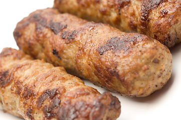 Image showing three low fat turkey and pork sausage