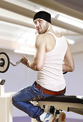 Image showing man in gym with bar