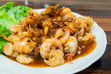 Image showing Fried Prawns with Tamarind Sauce