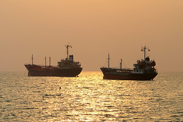 Image showing Two ships at anchor