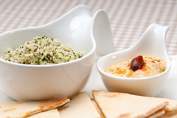 Image showing taboulii couscous with hummus