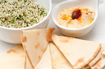 Image showing taboulii couscous with hummus