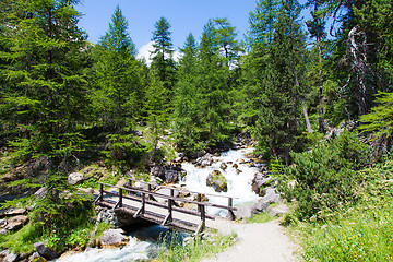 Image showing Bridge on mountain river