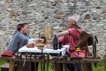 Image showing Medieval Couple Having the Lunch