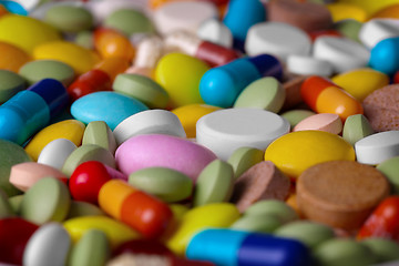 Image showing Many different pills background