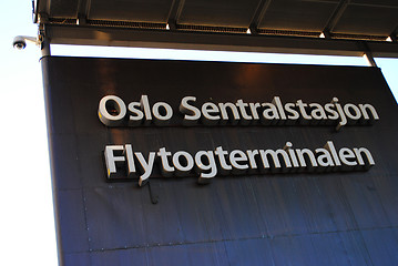 Image showing Oslo Central Station sign