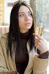 Image showing Thoughtful pretty woman