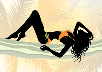 Image showing Girl in bikini on the beach