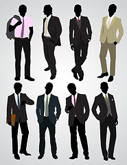 Image showing Eight businessman silhouettes 