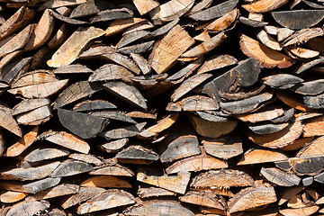 Image showing Pile of chopped fire wood prepared for winter