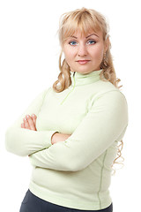 Image showing Portrait of a blond lady with a beautiful hair isolated on white