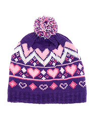 Image showing knitted hat with pompons