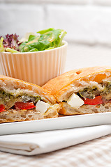 Image showing ciabatta panini sandwichwith vegetable and feta