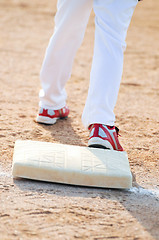 Image showing Baseball boy on base