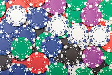 Image showing Background from of Multicolored Poker Chips