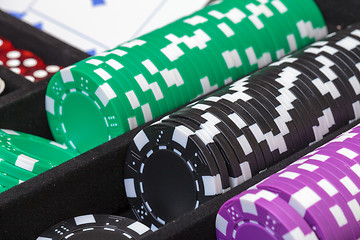 Image showing Stacks of Multicolored Poker Chips