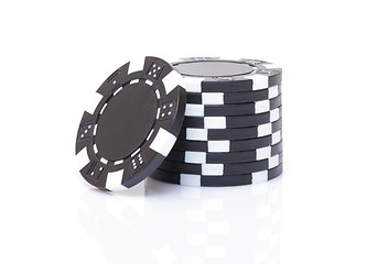 Image showing Small Stack of Black Poker Chips