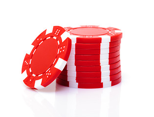 Image showing Small Stack of Red Poker Chips