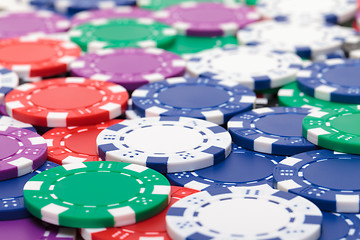 Image showing Background from of Multicolored Poker Chips