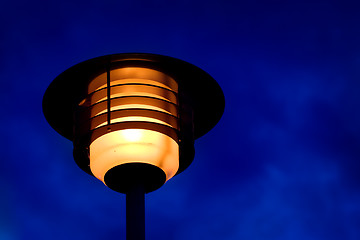 Image showing Night photo of a street lamp