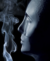 Image showing glass head and smoke