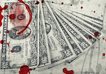 Image showing Blood money, US Dollars ,artistic processed and toned photo