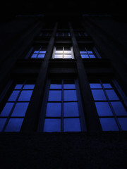 Image showing Working late concept , illuminated window in the night