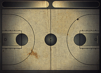 Image showing Grunge style illustration of a basketball court