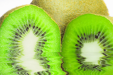 Image showing Kiwi on white background with water reflection