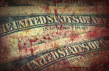 Image showing Blood money, US Dollars ,artistic processed and toned photo