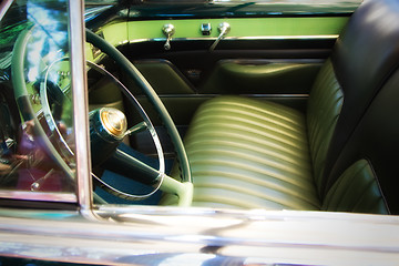 Image showing Classic car front seat detail , shallow DOF photo