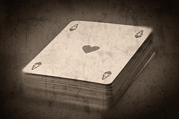 Image showing Grunge textured retro style background - Deck of cards