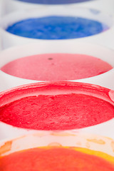 Image showing Watercolor paints set close up photo with shallow DOF