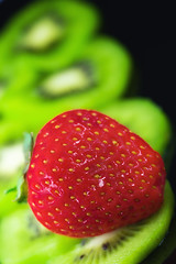 Image showing Fresh fruits, kiwi and strawberries