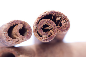 Image showing Cinnamon sticks macro , studio isolated background