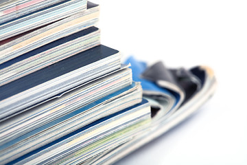 Image showing Stack of magazines studio isolated on white