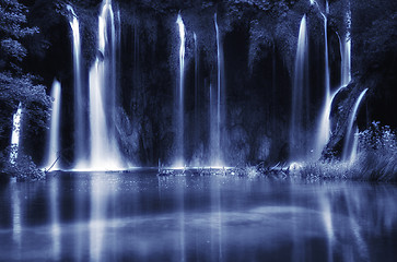 Image showing Beautiful waterfalls , artistic toned photo