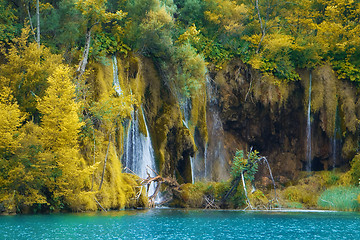 Image showing Beautiful waterfalls at Plitvice Lakes National Park
