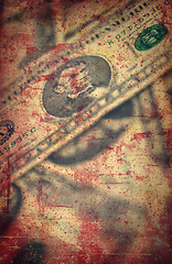 Image showing US dollars background , artistic processed grunge textured style