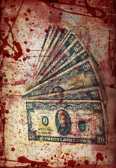 Image showing Blood money, US Dollars ,artistic processed and toned photo