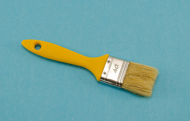 Image showing brush 40mm wide yellow shaft handle paint blue 