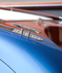 Image showing Modern blue motor  boat detail