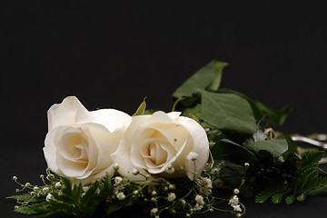 Image showing Closeup of Two White Roses