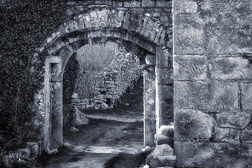 Image showing Doors in the castle, retro style toned photo