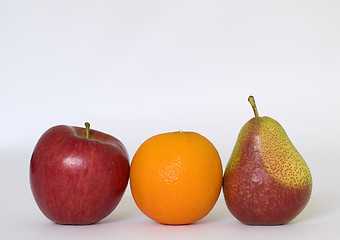 Image showing Orange apple and pear