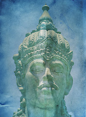 Image showing Grunge textured collage - Balinese statue